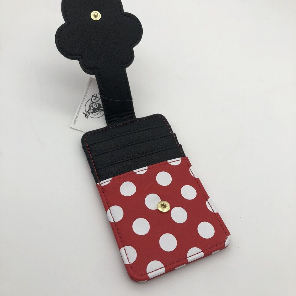 Disney Parks Wallet Minnie Mouse Slim ID Cardholder Gold Silhouette Dots & Bow - Picture 8 of 9
